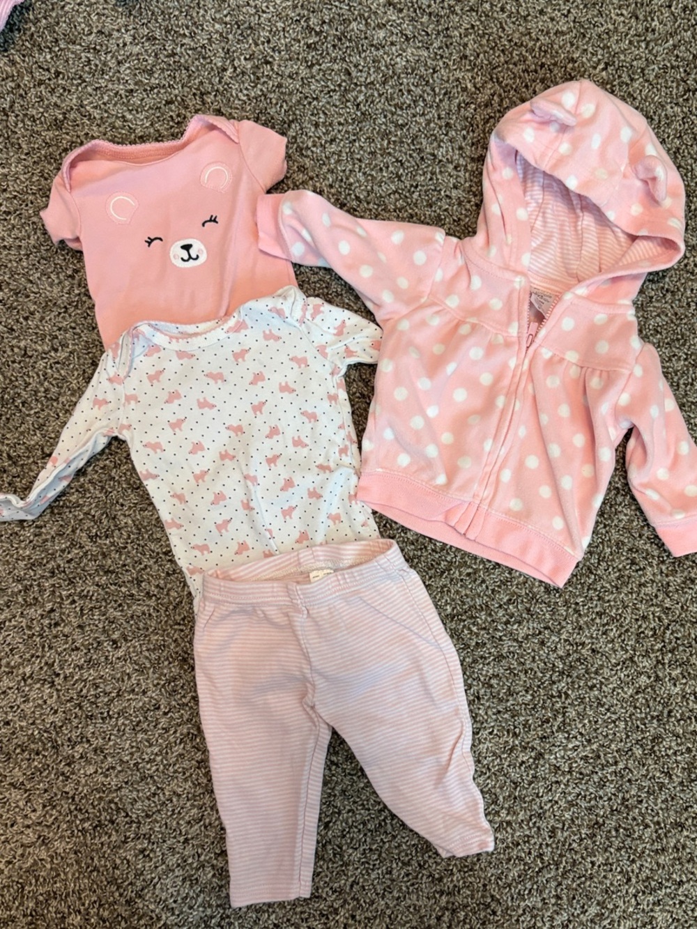 Baby Girls Pink 4-Piece Matching Set - Hoodie, Onesies & Pants